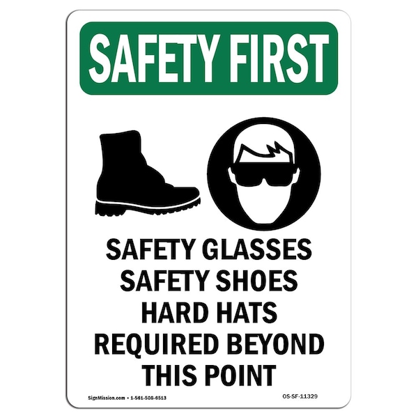 OSHA Sign, Glasses, 24in X 18in Rigid Plastic, 18" W, 24" H, Portrait, OS-SF-P-1824-V-11329